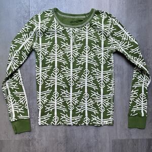 Pact Pajama Top Kids Organic Cotton Green Birch Christmas Tree Size 8